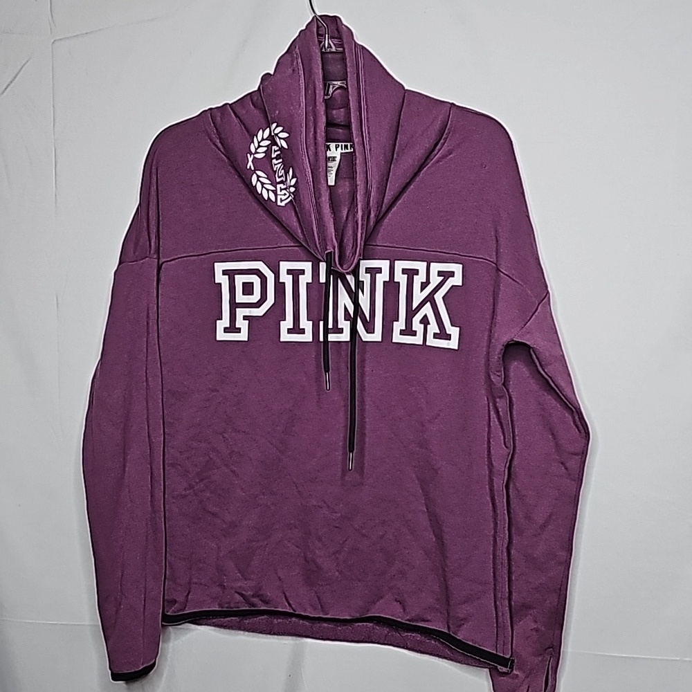 Victoria Secret Pink cowl neck pullover warm plum purple sweatshirt sz Small